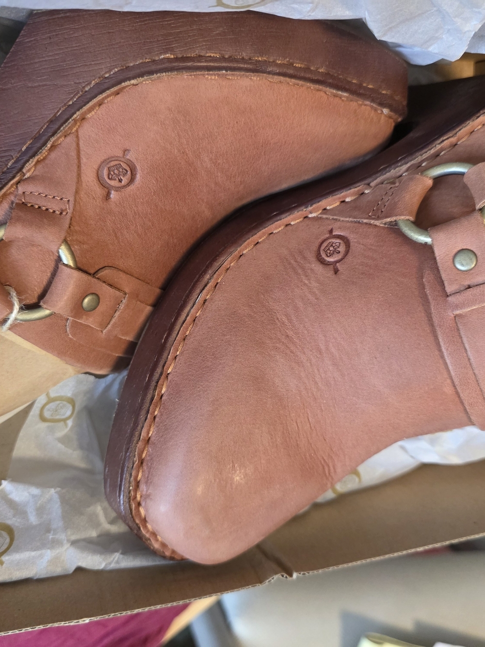 Bjorn Borg Women's Leather Clog Mules in Brown Tan
